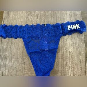 Victoria's Secret PINK  Vibrant Blue Lace Thong. NWT. Clean & smoke-free home.